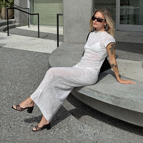Mattiventon Heeled Sandals for Women Slide Sandals Square Open Toe Mules Chunky Heels Slip On Summer Dress Shoes in Saudi Arabia