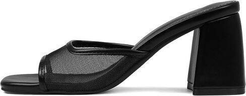 Mattiventon Heeled Sandals for Women Slide Sandals Square Open Toe Mules Chunky Heels Slip On Summer Dress Shoes in Saudi Arabia