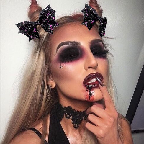 عبوتان من مشابك شعر الخفافيش للهالوين للفتيات - فيونكات شعر قوطية لامعة، إكسسوارات شعر لطيفة على شكل جناح الخفاش للنساء والأطفال والحفلات التنكرية والكابوس قبل حفلة عيد الميلاد - أرجواني in Kuwait