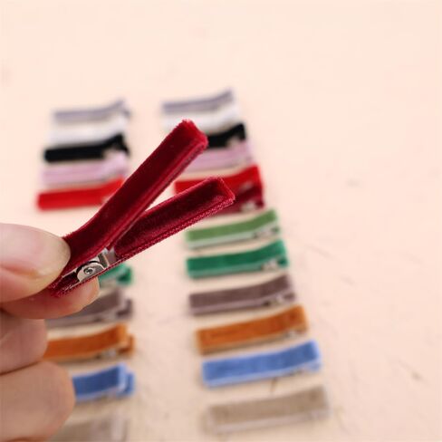 24PCS Fully Lined Hair Clips in Fringe Bangs for Baby Girls Women Cotton Linen Alligator Hair Barrettes Clips Toddler Kids Mom Hair Accessories (Velvet 24 PCS) in Saudi Arabia
