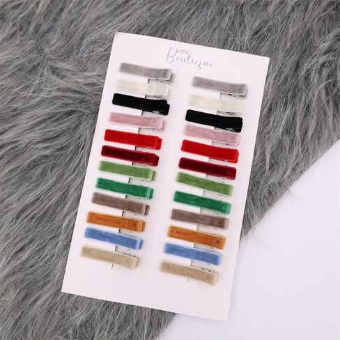 24PCS Fully Lined Hair Clips in Fringe Bangs for Baby Girls Women Cotton Linen Alligator Hair Barrettes Clips Toddler Kids Mom Hair Accessories (Velvet 24 PCS) in Saudi Arabia