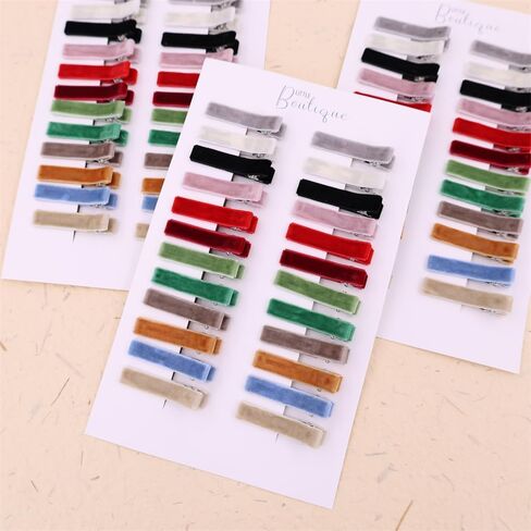 24PCS Fully Lined Hair Clips in Fringe Bangs for Baby Girls Women Cotton Linen Alligator Hair Barrettes Clips Toddler Kids Mom Hair Accessories (Velvet 24 PCS) in Saudi Arabia