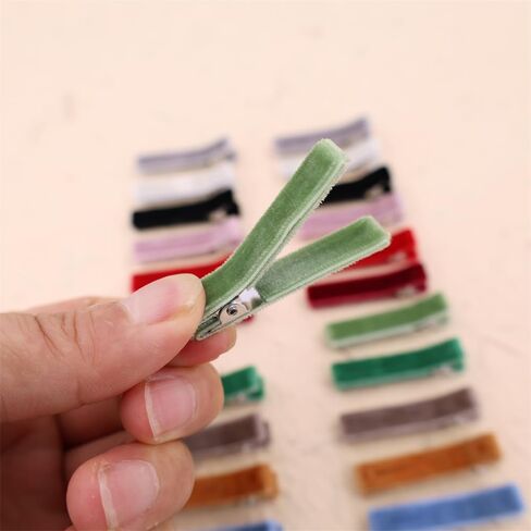 24PCS Fully Lined Hair Clips in Fringe Bangs for Baby Girls Women Cotton Linen Alligator Hair Barrettes Clips Toddler Kids Mom Hair Accessories (Velvet 24 PCS) in Saudi Arabia