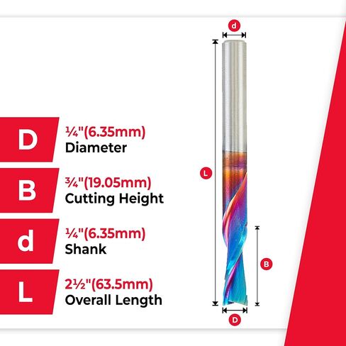 Amana Tool 46202-K-2 2-Pack SC Spektra Extreme Tool Life Coated Spiral Plunge 1/4 Dia x 3/4 CH x 1/4 SHK 2-1/2 Inch Long Down-Cut Router Bits in Saudi Arabia