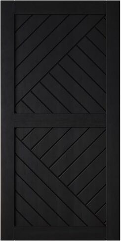 Homacer 42 in. x 80 in. Black 8-in-1 Geometric Design Finished & Unassembled Pine Wood Barn Door (Interior Use Only) in Kuwait