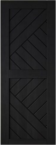 Homacer 26 in. x 80 in. Black 8-in-1 Geometric Design Finished & Unassembled Pine Wood Barn Door (Interior Use Only) in Saudi Arabia