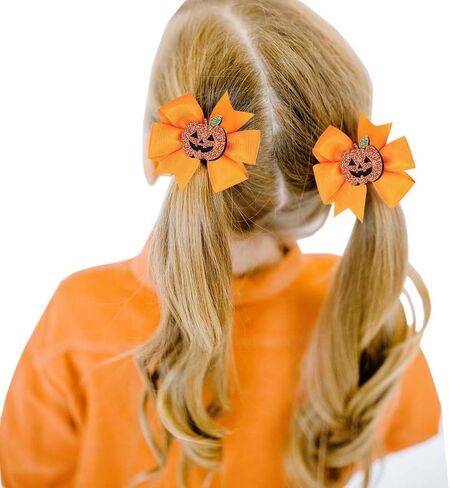 Girls Halloween Hair Clip Baby Halloween Hair Accessories Hair Pin 2 Pack ZFJ37 (Pumpkin) in Saudi Arabia