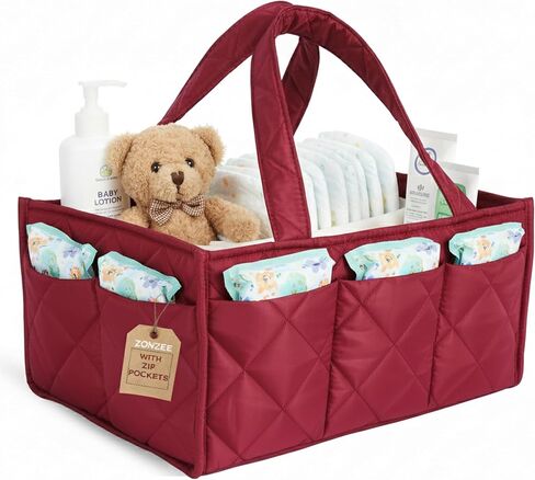 Baby Diaper Caddy Organizer, Nursery Storage Basket for Newborn Essentials, Travel Baby Basket for Diapers Baby Wipes, Organizer Tote Bag Storage Bin, Baby Shower Gifts (Pink) in Saudi Arabia