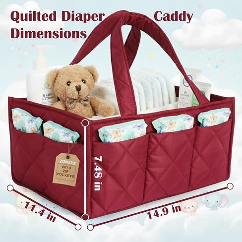 Baby Diaper Caddy Organizer, Nursery Storage Basket for Newborn Essentials, Travel Baby Basket for Diapers Baby Wipes, Organizer Tote Bag Storage Bin, Baby Shower Gifts (Pink) in Saudi Arabia