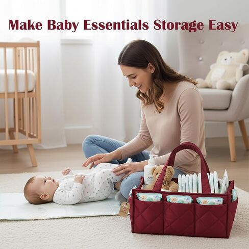 Baby Diaper Caddy Organizer, Nursery Storage Basket for Newborn Essentials, Travel Baby Basket for Diapers Baby Wipes, Organizer Tote Bag Storage Bin, Baby Shower Gifts (Pink) in Saudi Arabia