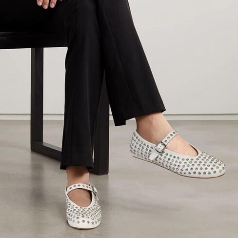 MICIFA Rhinestone Ballet Flats for Women, Crystals Ballerina Shoes Buckle Strap Mary Jane Flats Round Toe Casual Dress Shoes in Saudi Arabia