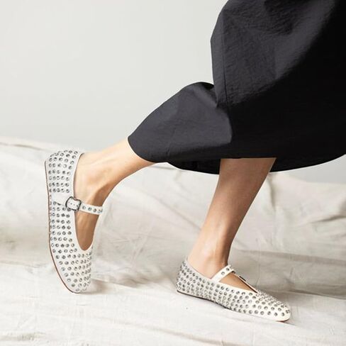 MICIFA Rhinestone Ballet Flats for Women, Crystals Ballerina Shoes Buckle Strap Mary Jane Flats Round Toe Casual Dress Shoes in Saudi Arabia