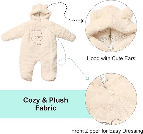 Magic Threadz Disney Clothes Baby Boys Hooded Pram Suit – Fleece Footed Coverall with Ears, Winnie the Pooh Outfit (0–6/9M) in Kuwait