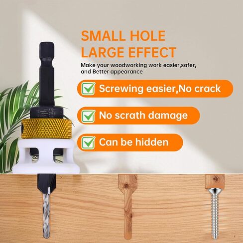 4PCS Countersink Drill Bit Set，with Depth Stop Friction，Four Blades Countersink Drill bits with Low Friction Depth Stop，Applicable Countersink Drill bit Set for Wood& Hand Tools in Saudi Arabia