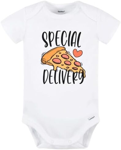 Special Delivery Cute Baby Bodysuit Pizza Tshirt Premium Custom Baby Clothes Unisex Baby Gift for Mom Newborn in Kuwait