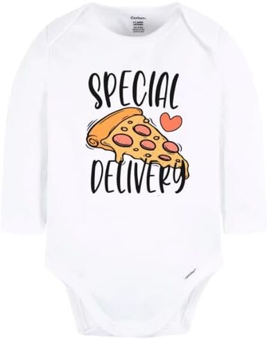 Special Delivery Cute Baby Bodysuit Pizza Tshirt Premium Custom Baby Clothes Unisex Baby Gift for Mom Newborn in Kuwait