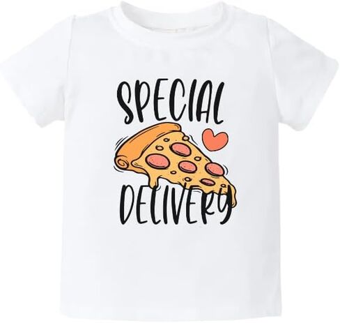 Special Delivery Cute Baby Bodysuit Pizza Tshirt Premium Custom Baby Clothes Unisex Baby Gift for Mom Newborn in Kuwait