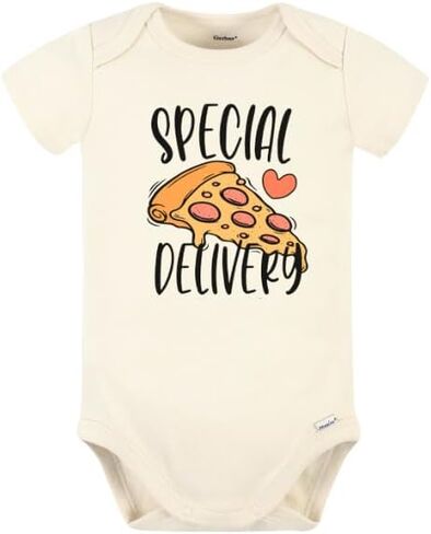 Special Delivery Cute Baby Bodysuit Pizza Tshirt Premium Custom Baby Clothes Unisex Baby Gift for Mom Newborn in Kuwait
