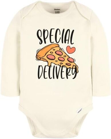 Special Delivery Cute Baby Bodysuit Pizza Tshirt Premium Custom Baby Clothes Unisex Baby Gift for Mom Newborn in Kuwait