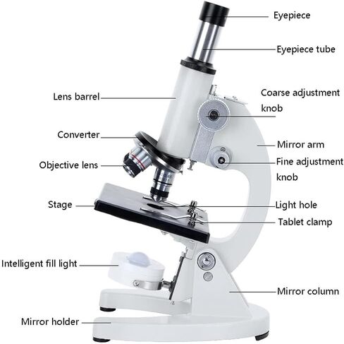 Compound Monocular Microscope for Kids & Students, 40X-6000X Magnification, Coarse & Fine Focus, LED Illumination, Includes Mobile Phone Holder in Saudi Arabia