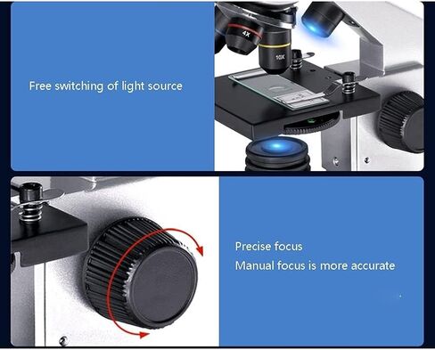 Monocular Compound Microscope for Students & Adults, LED Illumination, 40X-800X Magnification, Adjustable Eyepiece, Mobile Phone Holder in Saudi Arabia