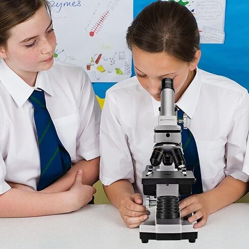 Monocular Compound Microscope for Students & Adults, LED Illumination, 40X-800X Magnification, Adjustable Eyepiece, Mobile Phone Holder in Saudi Arabia
