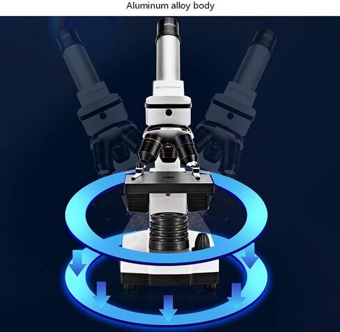 Monocular Compound Microscope for Students & Adults, LED Illumination, 40X-800X Magnification, Adjustable Eyepiece, Mobile Phone Holder in Saudi Arabia