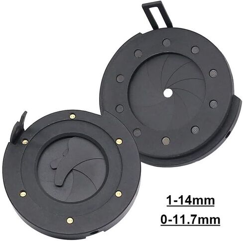 Microscope Accessories Kit Iris Diaphragm Aperture Condenser 0-11.7mm 1-14mm Zoom Optical for Microscope Digital Camera Lens Outer 23.2mm/26.3mm Microscope Slides(0-11.7mm) in Saudi Arabia
