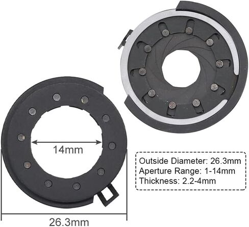 Microscope Accessories Kit Iris Diaphragm Aperture Condenser 0-11.7mm 1-14mm Zoom Optical for Microscope Digital Camera Lens Outer 23.2mm/26.3mm Microscope Slides(0-11.7mm) in Saudi Arabia