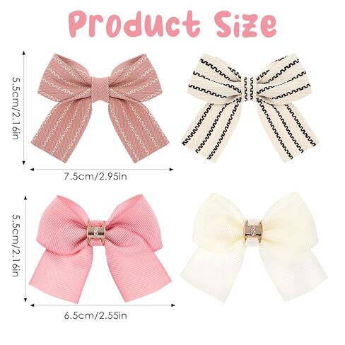 8 Pcs Baby Girls Bow Hair Clips, Small Bowknot Hair Accessories Barrettes Alligator Clip Striped Ribbon Bow Hairpin for Girl Women Pet Dog in Kuwait