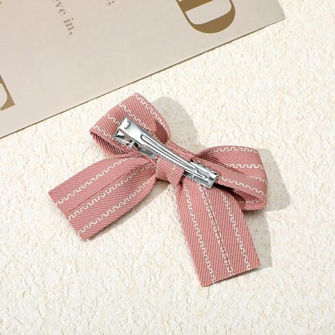 8 Pcs Baby Girls Bow Hair Clips, Small Bowknot Hair Accessories Barrettes Alligator Clip Striped Ribbon Bow Hairpin for Girl Women Pet Dog in Kuwait