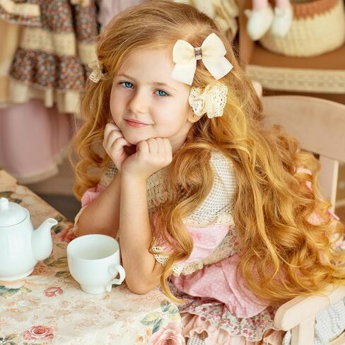 8 Pcs Baby Girls Bow Hair Clips, Small Bowknot Hair Accessories Barrettes Alligator Clip Striped Ribbon Bow Hairpin for Girl Women Pet Dog in Kuwait