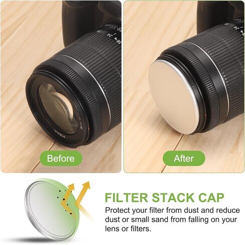 PATIKIL 52mm x 1mm Metal Lens Cap, 2 Pcs Universal Lens Filter Stack Cap Aluminum Camera Filter Protective Case Slim Stack for 52mm x 1mm Thread Size Camera Circular Fader, Silver in Saudi Arabia