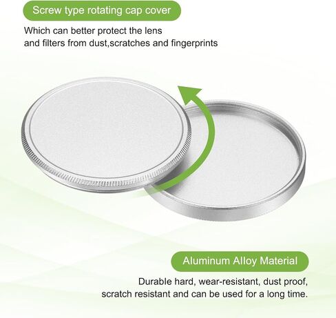 PATIKIL 52mm x 1mm Metal Lens Cap, 2 Pcs Universal Lens Filter Stack Cap Aluminum Camera Filter Protective Case Slim Stack for 52mm x 1mm Thread Size Camera Circular Fader, Silver in Saudi Arabia