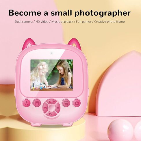 Instant Print Camera for Kids,48MP 1080P 2.4 Inch Screen Camera,DIY Graffiti Timer Countdown Selfies Camera Christmas Birthday Gifts for Girls Boys Toddler (Pink) in Saudi Arabia