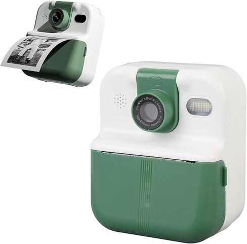 Kids Instant Print Camera - 48MP Photos & 1080P Video - 2.4" Screen - Portable Instant Camera with 1200mAh Battery, 180° Rotating Lens & 3 Rolls Print Paper Included (Green) in Saudi Arabia