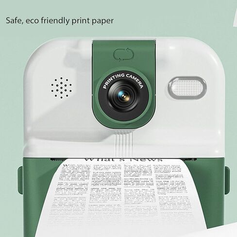 Kids Instant Print Camera - 48MP Photos & 1080P Video - 2.4" Screen - Portable Instant Camera with 1200mAh Battery, 180° Rotating Lens & 3 Rolls Print Paper Included (Green) in Saudi Arabia