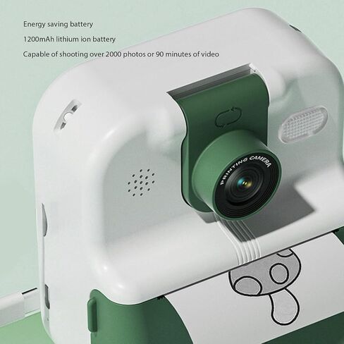 Kids Instant Print Camera - 48MP Photos & 1080P Video - 2.4" Screen - Portable Instant Camera with 1200mAh Battery, 180° Rotating Lens & 3 Rolls Print Paper Included (Green) in Saudi Arabia