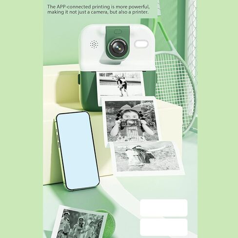 Kids Instant Print Camera - 48MP Photos & 1080P Video - 2.4" Screen - Portable Instant Camera with 1200mAh Battery, 180° Rotating Lens & 3 Rolls Print Paper Included (Green) in Saudi Arabia