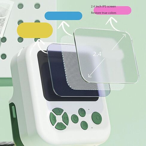 Kids Instant Print Camera - 48MP Photos & 1080P Video - 2.4" Screen - Portable Instant Camera with 1200mAh Battery, 180° Rotating Lens & 3 Rolls Print Paper Included (Green) in Saudi Arabia