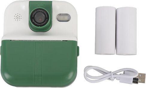 Kids Instant Print Camera - 48MP Photos & 1080P Video - 2.4" Screen - Portable Instant Camera with 1200mAh Battery, 180° Rotating Lens & 3 Rolls Print Paper Included (Green) in Saudi Arabia