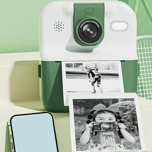 Kids Instant Print Camera - 48MP Photos & 1080P Video - 2.4" Screen - Portable Instant Camera with 1200mAh Battery, 180° Rotating Lens & 3 Rolls Print Paper Included (Green) in Saudi Arabia