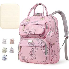 حقيبة ظهر للحفاضات للأطفال - حقيبة سفر ذات سعة كبيرة مقاومة للماء، حقيبة أطفال متعددة الوظائف مع وسادة تغيير الحفاضات، حامل اللهاية وأشرطة عربة الأطفال (وردي أحمر الخدود) in Kuwait