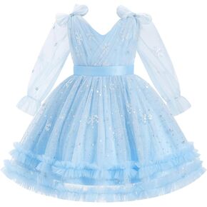 Toddler Kids Girls Spring Fall Long Puff Sleeve Floral Embroidery Ruffle Tulle Tutu Dress Wedding Party Cake Smash in Kuwait