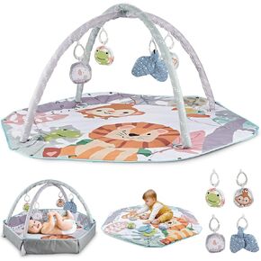 Henry & Colin Baby Activity Play Gym Mat with Hanging Toys, Soft Padded Mat, Sensory Development Play Area for Newborns and Infants, Convertible Play Center for Tummy Time and Fun Learning (Pink) in Saudi Arabia