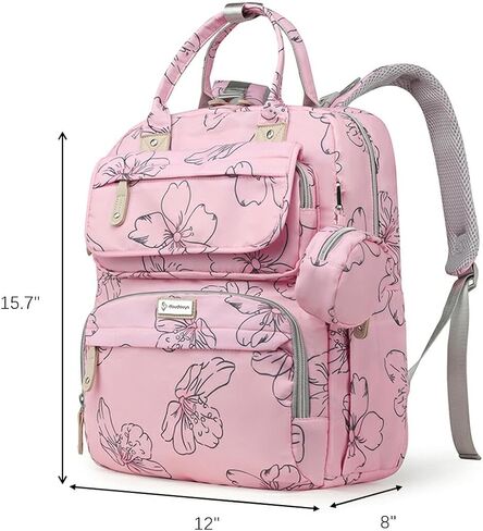 حقيبة ظهر للحفاضات للأطفال - حقيبة سفر ذات سعة كبيرة مقاومة للماء، حقيبة أطفال متعددة الوظائف مع وسادة تغيير الحفاضات، حامل اللهاية وأشرطة عربة الأطفال (وردي أحمر الخدود) in Kuwait