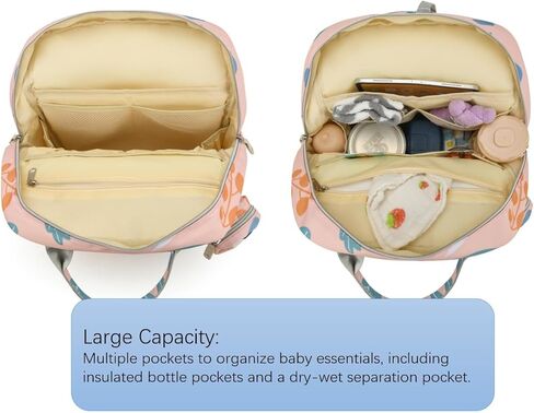 حقيبة ظهر للحفاضات للأطفال - حقيبة سفر ذات سعة كبيرة مقاومة للماء، حقيبة أطفال متعددة الوظائف مع وسادة تغيير الحفاضات، حامل اللهاية وأشرطة عربة الأطفال (وردي أحمر الخدود) in Kuwait