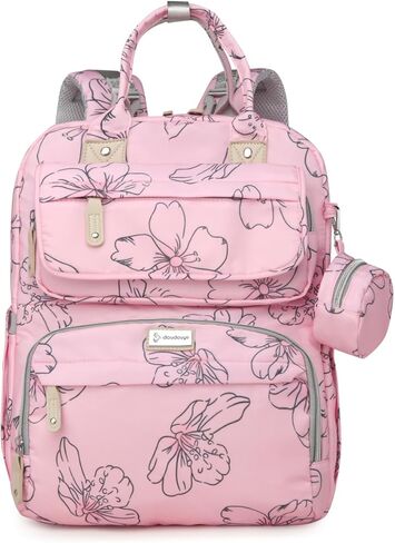 حقيبة ظهر للحفاضات للأطفال - حقيبة سفر ذات سعة كبيرة مقاومة للماء، حقيبة أطفال متعددة الوظائف مع وسادة تغيير الحفاضات، حامل اللهاية وأشرطة عربة الأطفال (وردي أحمر الخدود) in Kuwait