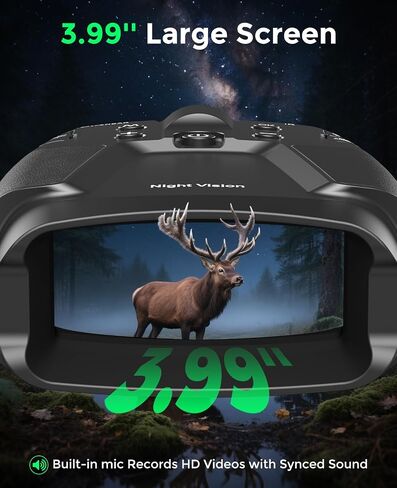 نظارات الرؤية الليلية - مناظير للرؤية الليلية للبالغين، مناظير تعمل بالأشعة تحت الحمراء قابلة لإعادة الشحن بقدرة 5000 مللي أمبير في الساعة مع شاشة كبيرة مقاس 3 بوصات، ومصباح يدوي خارجي بتكبير رقمي 10X للتخييم in Kuwait