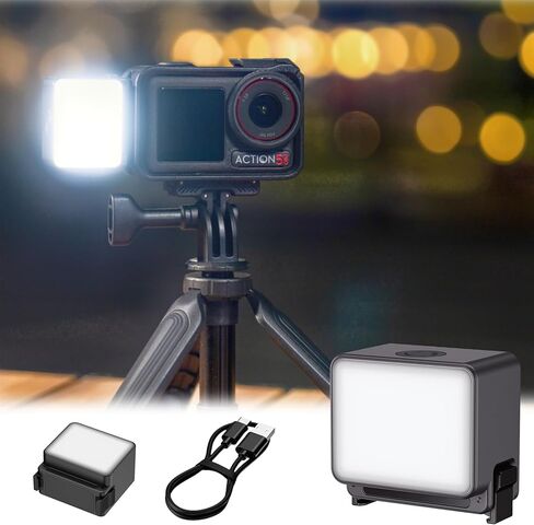 JJC Magnetic Auxiliary Light for DJI Osmo Action 5 Pro 4 3, Rechargeable Mini LED Video Light, for Selfie Vlog Recording, Lightweight IPX5 Waterproof Light for Osmo Nano in Saudi Arabia